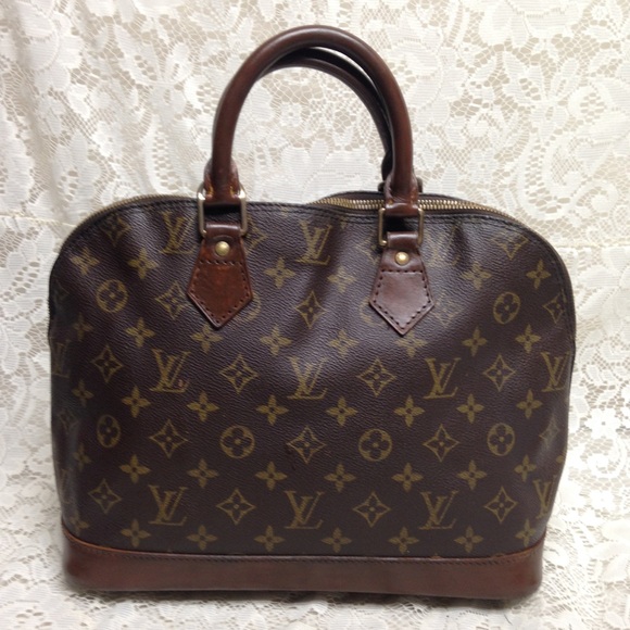 Louis Vuitton Alma Handbag w/ Dk Brown Leather Tri - Picture 3 of 15